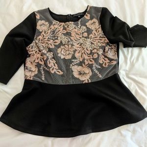 Eloquii Peplum Top with Sequin Embroidery
